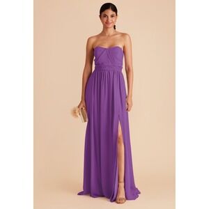 Birdy Grey Grace Chiffon Dress Amethyst  Strapless Bridesmaid Gown Size S‎
